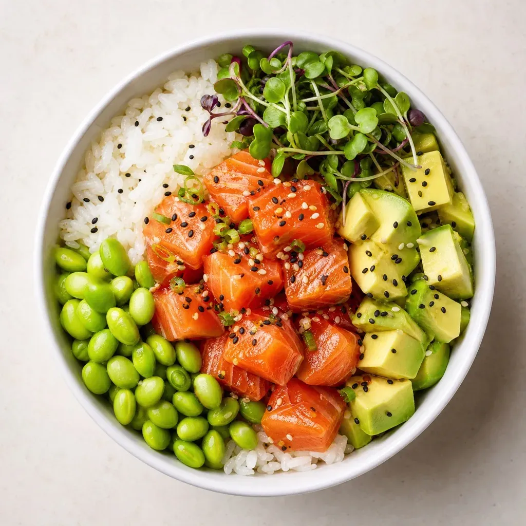 A salmon and avocado bowl analyzed by AI into calories and macros